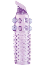 Гелевая фиолетовая насадка с шариками, шипами и усиком - 11 см. (Цвет: фиолетовый)
