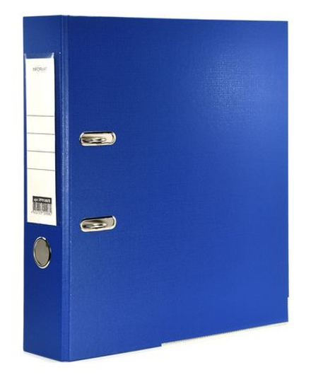Папка-регистратор INFORMAT 75 мм одностор.PVC синий метал.окант. карман д/маркир.этикет. собран.