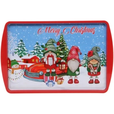 Поднос жестяной 38*24см «Веселые гномы на машине»