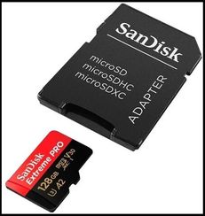 Карта памяти SanDisk microSDXC 128 ГБ Class 10, V30, A2, UHS-I U3, адаптер на SD