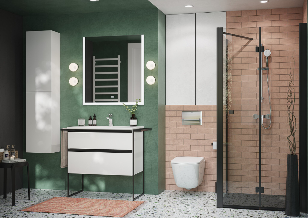 Дверь складная Roca Capital 900x1950, прозрачное стекло, черный M4509016M