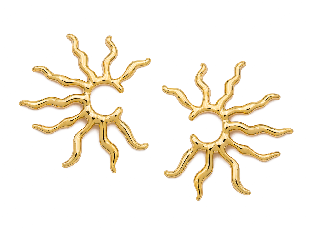 Серьги-гвоздики "Солнце", 38мм