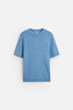 ZARA ФУТБОЛКА С РЕЛЬЕФНОЙ ТЕКСТУРОЙ, ГОЛУБОЙ