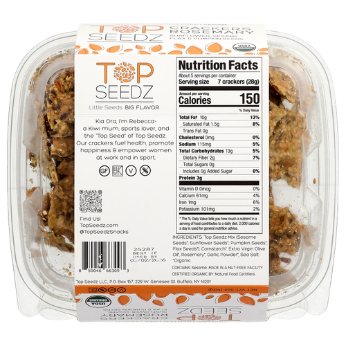 Top Seedz, крекеры, с розмарином, 142 г (5 унций)