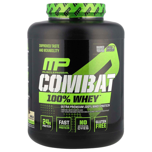 MusclePharm, 100% сывороточный протеин Combat, ваниль, 2240 г (5 фунтов)