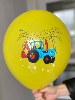 Воздушный шар с рисунком Синий трактор цвет в ассортименте 35см ПАЛИТРА №4348