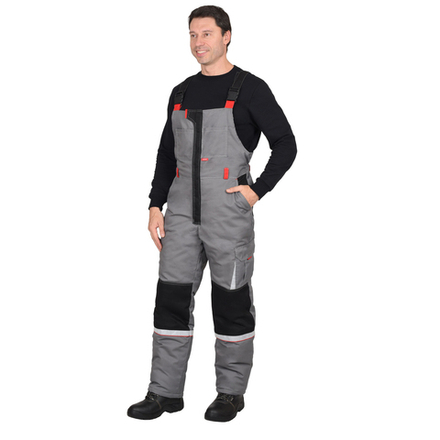 Костюм СИРИУС-СТАН куртка, п/к, серый с черной и красной отделкой