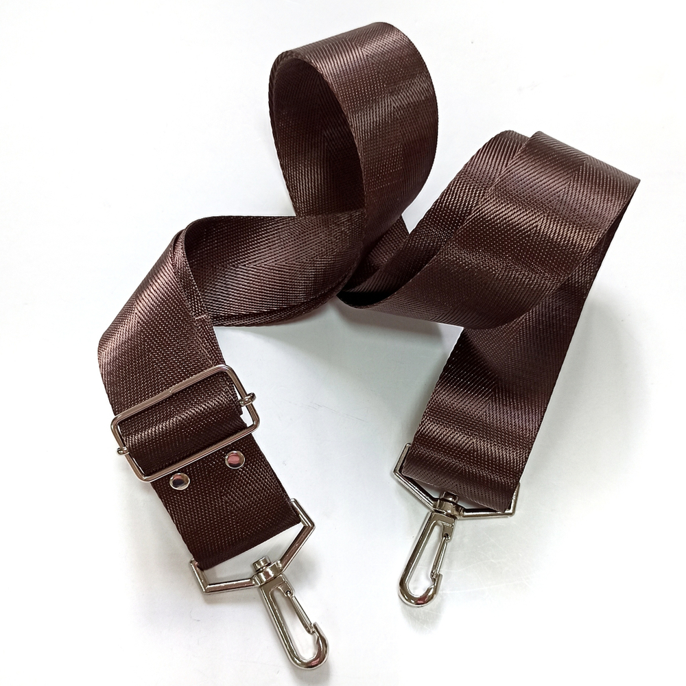 Гитарный ремень однотонный 4см Шоколад сатин