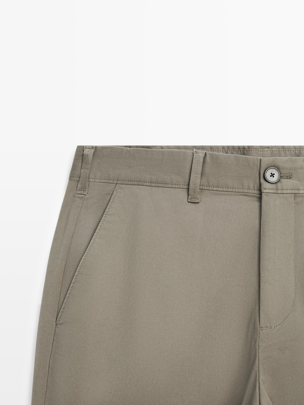 Massimo Dutti Зауженные брюки из смесовой хлопковой ткани, зеленый