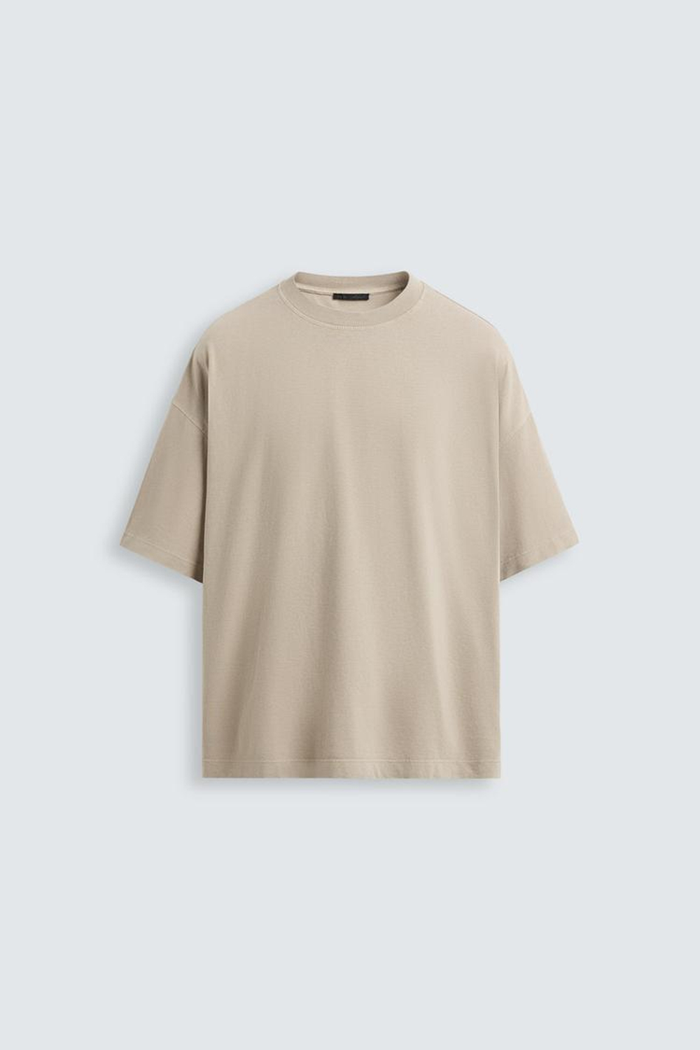 ZARA ФУТБОЛКА СВОБОДНОГО КРОЯ С ЭФФЕКТОМ ПОТЕРТОСТИ, КАМЕННО-СЕРЫЙ