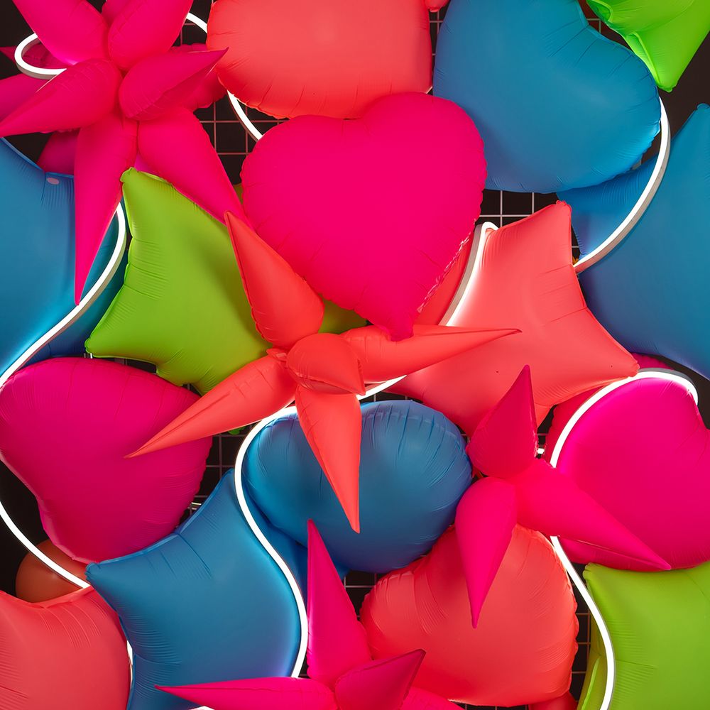 Шар (18''/46 см) Сердце, Ярко-розовый, Неон, 1 шт.