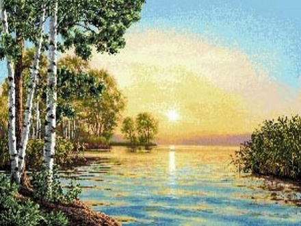 Гобеленовая картина "D. ЗОРЬКА РАССВЕТНАЯ" в багетной раме, Россия.