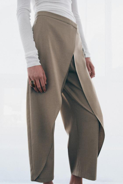 ZARA БРЮКИ С ЗАПАХОМ — ZW COLLECTION, РЫЖЕВАТО-КОРИЧНЕВЫЙ