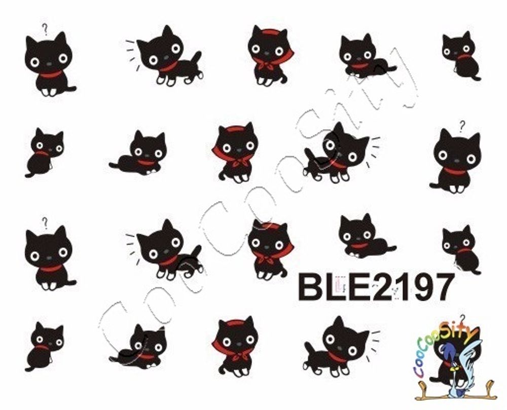 Слайдер-дизайн для ногтей Кошки BLE-2197