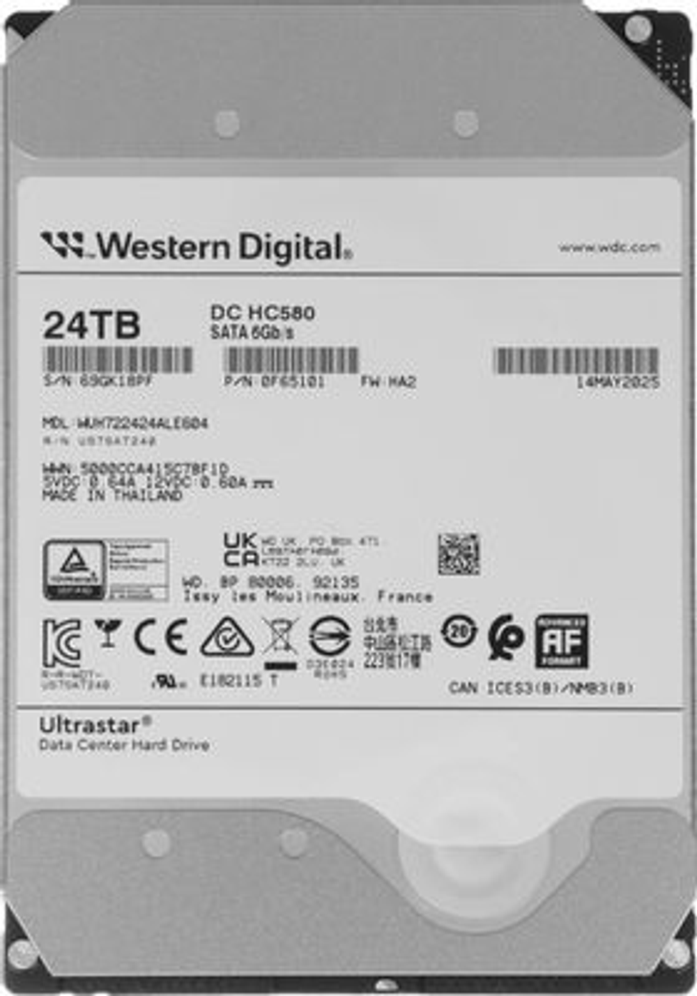 Серверный жесткий диск HDD Western Digital 24TB SATA 7.2K 3.5" WUH722424ALE604