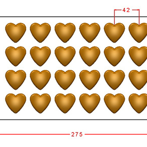 1108 | Форма для шоколадных изделий "Сердечко" (275*175 мм)