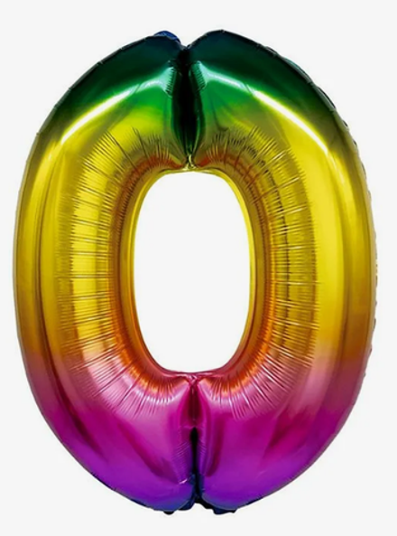 К 34" Цифра 0 Радужный Градиент 86 см.
