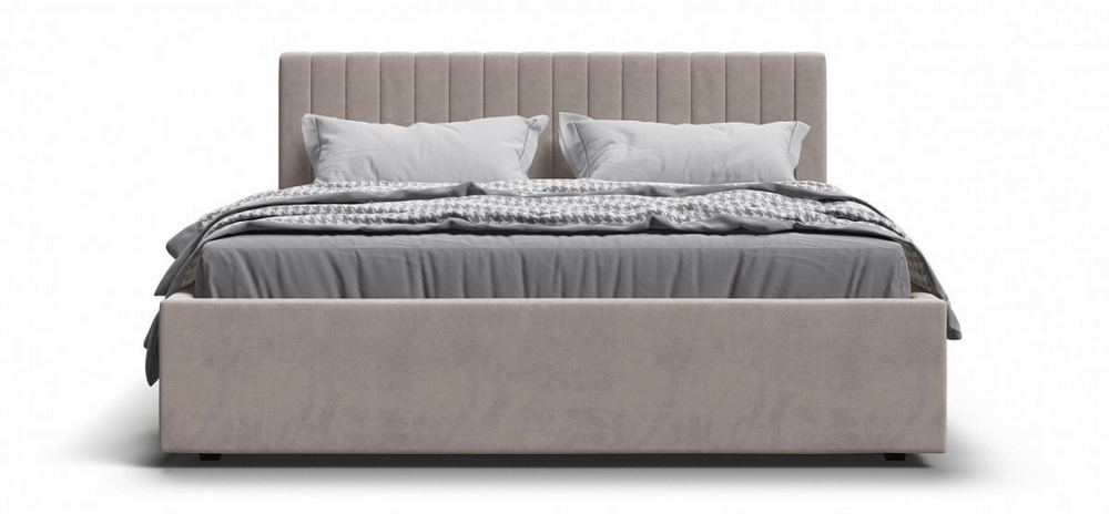 Ронда Кровать+ПМ 160 Велюр Монолит латте