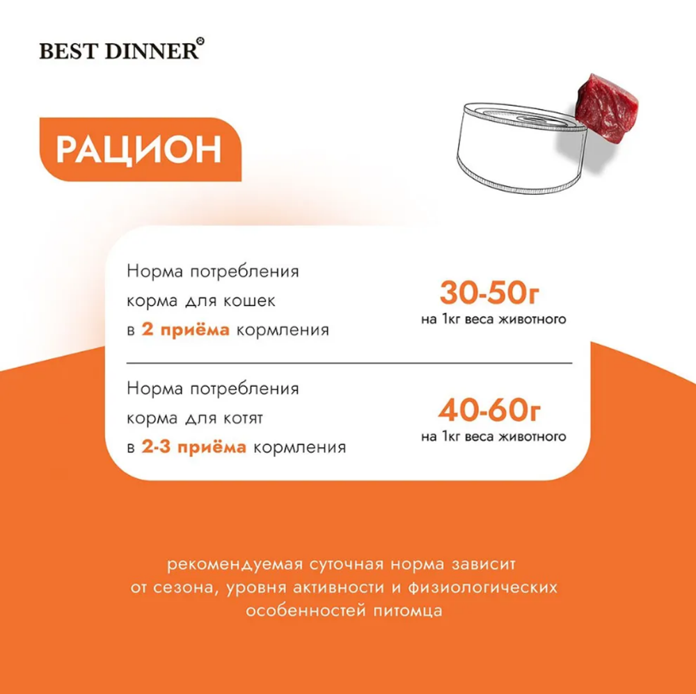 Влажный холистик корм для кошек и котят с чувствительным пищеварением Best Dinner High Premium 0,1кг натуральная индейка . 12 упаковок