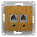 GLOSSA РОЗЕТКА двойная компьютерная RJ45+RJ45 кат. 5e, механизм, ДУБ