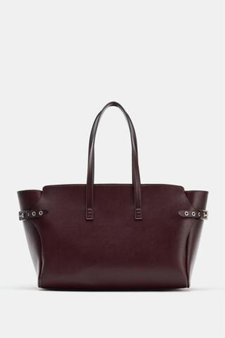 ZARA БОЛЬШАЯ СУМКА-ШОПЕР, БОРДОВО-КРАСНЫЙ