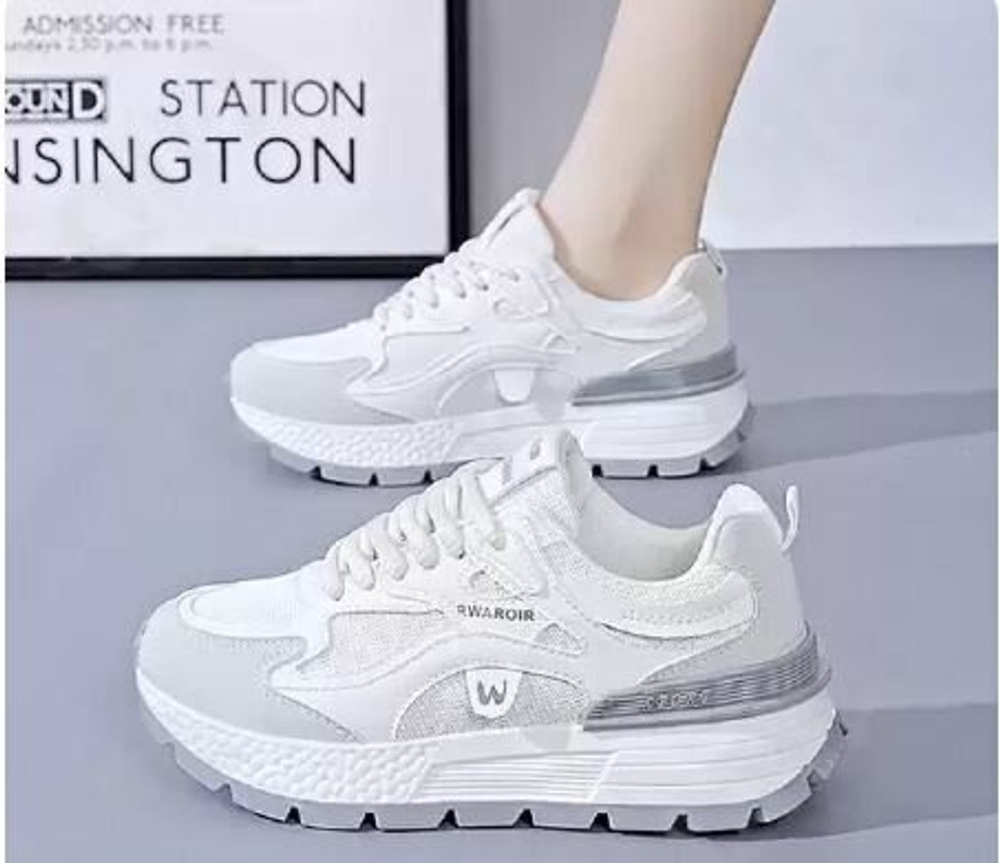 Женские кроссовки RWAROIR белые с массивной подошвой, дышащие, повседневные, стильные