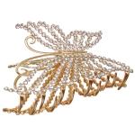 Заколка - краб для волос со стразами на блистере «ДЕ Палма», бабочка, цвет золото и серебро, 10*6.5см (пакет с подвесом)
