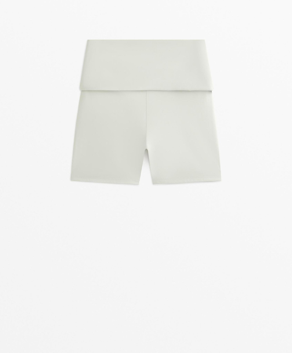 OYSHO Леггинсы- велосипедки Comfortlux укороченные 10 см с отворотом на талии, бледно-морской зеленый