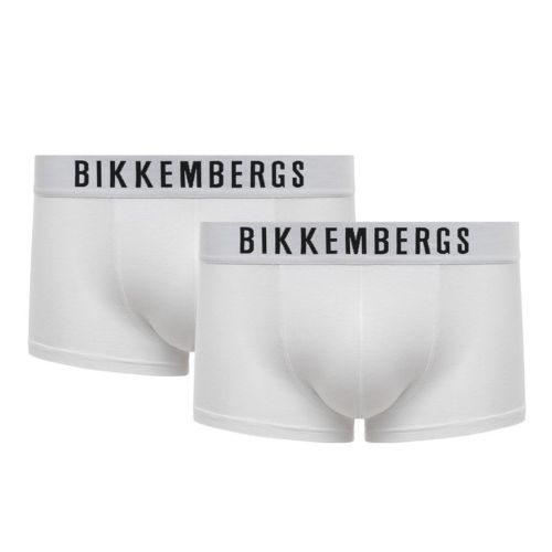 Мужские трусы хипсы белые набор 2 в 1 Bikkembergs ELEGANCE BKK1UTR10BI/2
