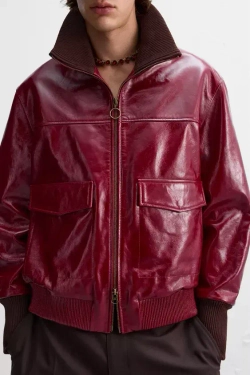 ZARA Х HARRY LAMBERT КОЖАНАЯ КУРТКА, КРАСНОВАТЫЙ