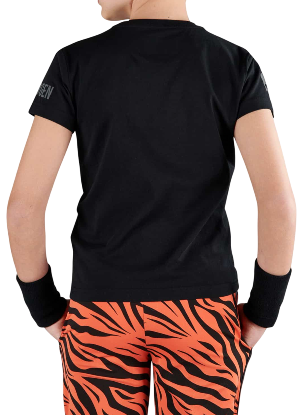 Футболка для мальчика теннисная Hydrogen Tennis Court Cotton T-Shirt - black/orange tiger