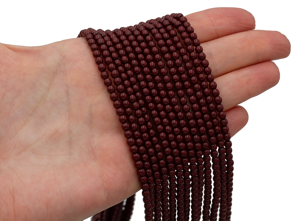 Нить бусин из гематита "Спелая вишня" 3,4мм, гладкие