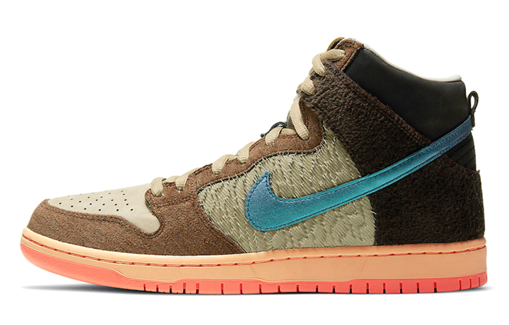 CONCEPTS x Nike Dunk SB Pro QS "Mallard" fabric roast duck wrapped non-slip wear-resistant high-top sneakers for men and women with the same brown-green special box set