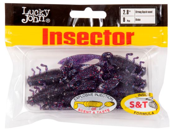 Виброхвосты съедобные LJ Pro Series INSECTOR 2,8in (7 см), цв. S63, 8 шт.