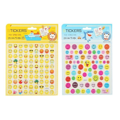 Наклейка пластик "Смайлики" микс 23,5х17 см