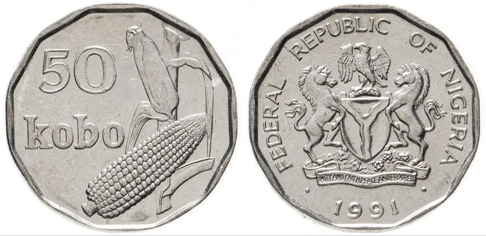 Нигерия 50 кобо, 1991 Кукуруза aUNC