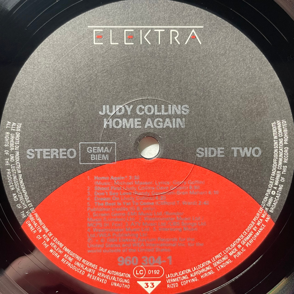 Judy Collins ‎– Home Again (Германия 1984г.)