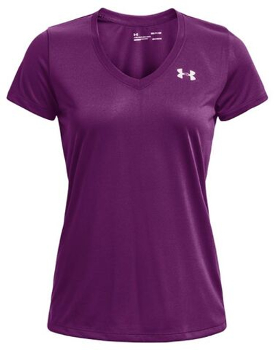 Женская теннисная футболка Under Armour Tech Short Sleeve V-Neck - rivalry/metallic silver