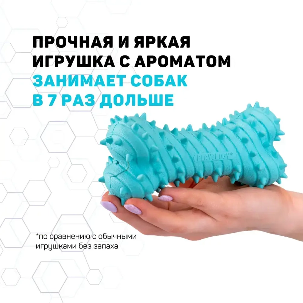 Playology puppy teething bone дентальная хрустящая жевательная косточка для щенков с ароматом арахиса, голубой