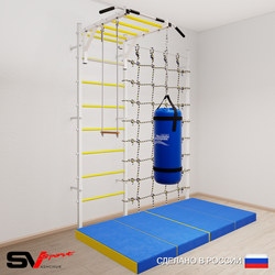 Шведская стенка Sv Sport усиленная 63270 (Турник рукоход/Трапеция/Цепь/Мешок 30кг/Мат 2м/Канатный лаз)