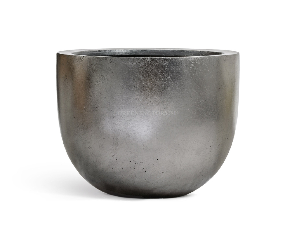 Кашпо TREEZ Effectory - Metal - Низкая конус-чаша - Стальное серебро