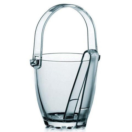 Емкость Ведро для льда 0,84 л d12 см h13 см стекло + щипцы   Pasabahce