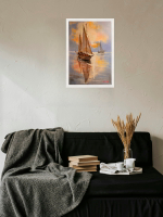 Картина авторская маслом на холсте 33х46 см на стену для интерьера "Мраморное отражение"