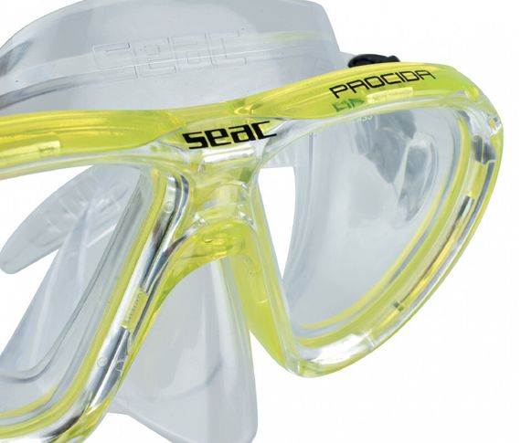 Маска детская Seac Procida junior желтая рамка/прозрачный силикон