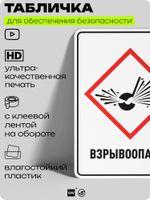 Табличка для обеспечения безопасности "Взрывоопасно", для производства, предприятия, организаций, 40х30 см, Silver Plane x Айдентика Технолоджи