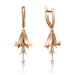 Серьги «Колокольчики» с английским замком из красного золота с эмалью