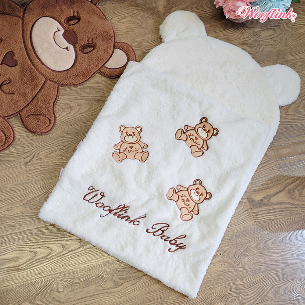 017 Комплект молочный: коврик + плед для маленьких собак "Мишки" / "Teddies" Wooflink