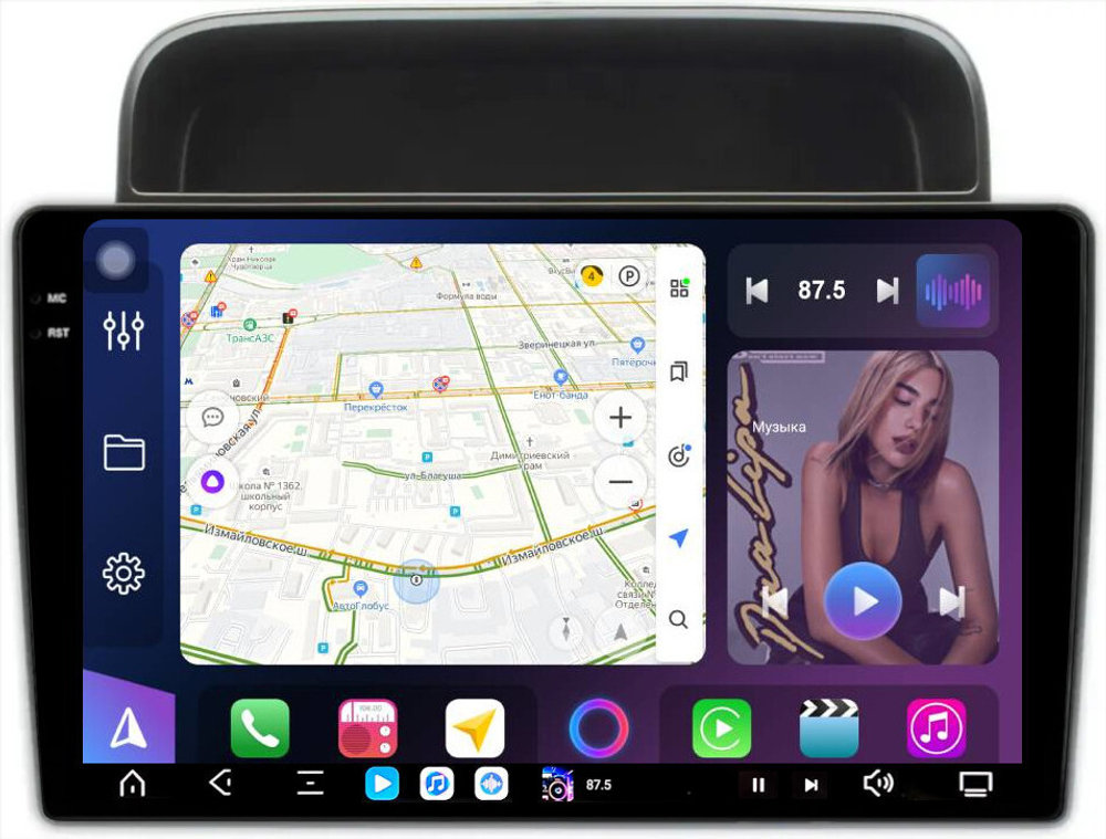 Магнитола для Toyota Land Cruiser 100, Lexus LX470 1998-2002 (левый руль, климат на ШГУ) - FarCar XXL10-9608F2LX монитор 10.36" 2K QLED на Android 14, TS20, 8+256Гб, CarPlay, 4G SIM-слот