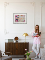 Картина авторская акварельная в паспарту 40х50 см на стену для интерьера "Белый пион"