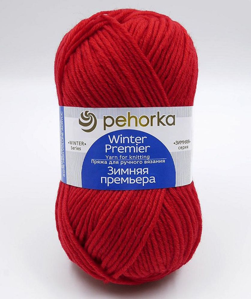 Пряжа Пехорка Зимняя премьера / уп.10 мот. по 100 г, 150 м, цв.006 красный